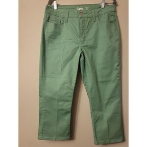 Lee Regular Fit Denim Capri Mid Rise Light Green Pant Women Size 14M Trendy